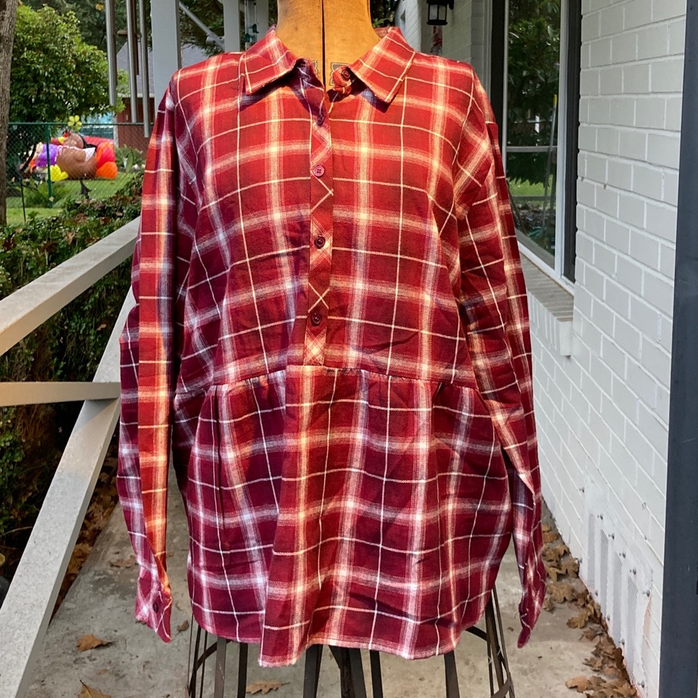 New flannel peasant style top